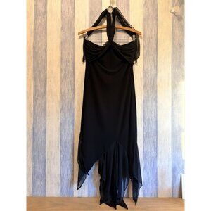 Vintage Y2K Fairy Goth Whimsy Asymmetrical Dress Black Halter Cute, Dancing